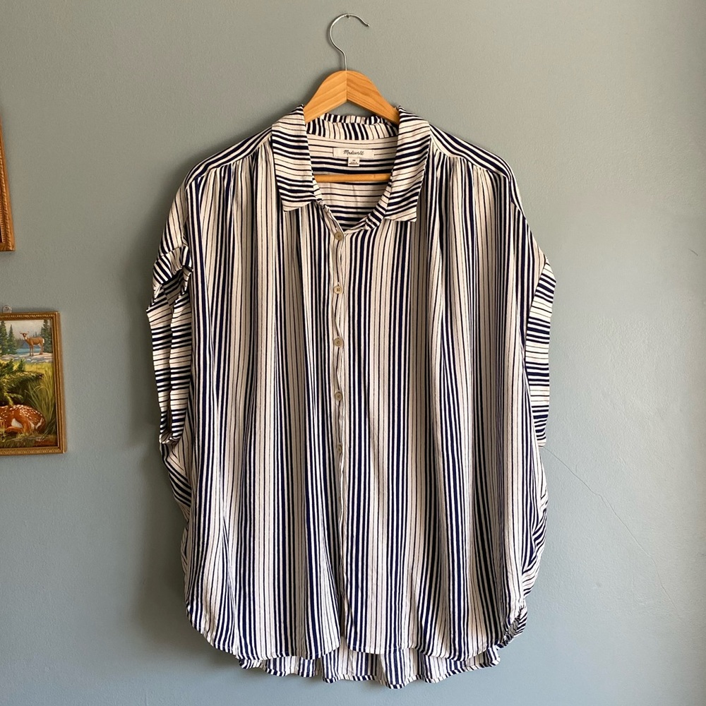 Madewell drapey striped cotton shirt Size 3X plus size